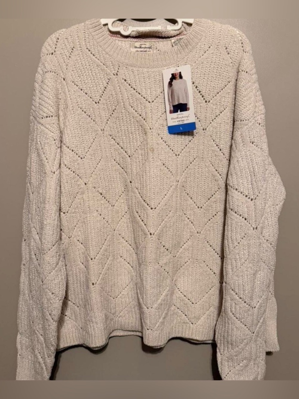 Weatherproof✨🤍⭐️ Cream Pointelle Crewneck Sweater